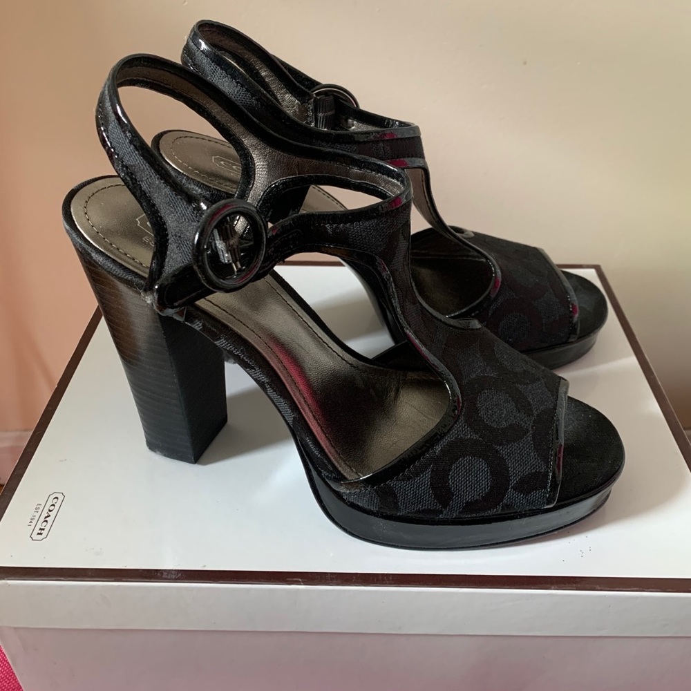 Vintage COACH Logo Platform Heels